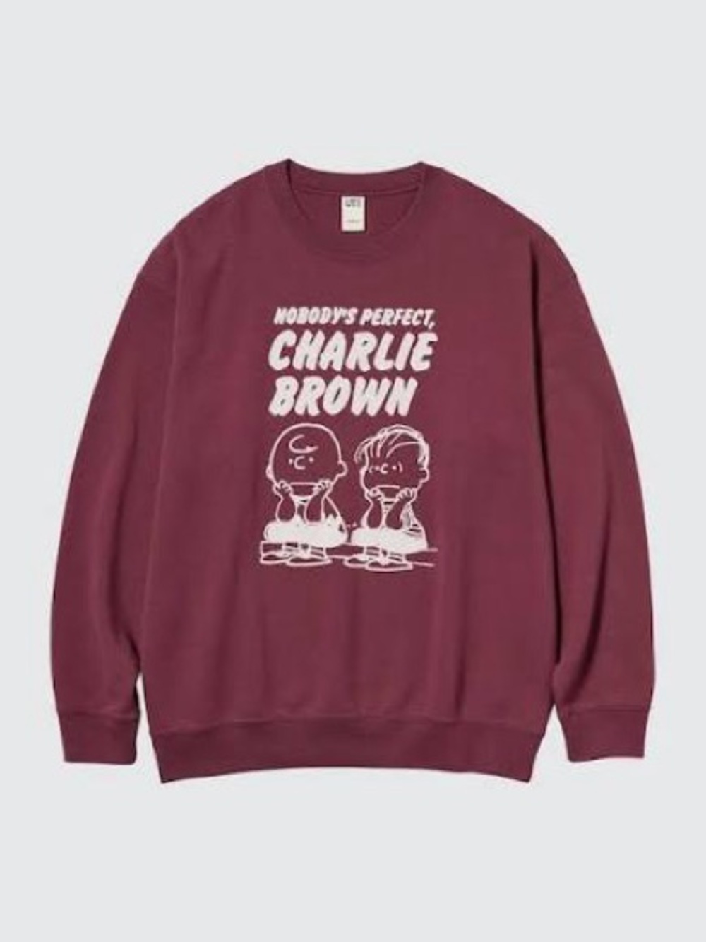 Uniqlo Charlie Brown Graphic Crewneck Sweater - Burgundy & White